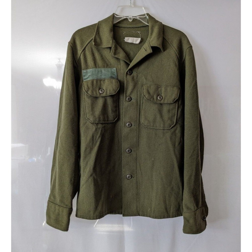 Vintage 1970s US Army OG-108 Wool Field Shirt Military Cold Weather Small